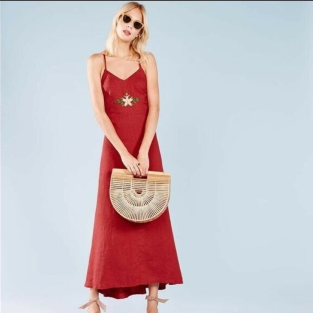 Reformation Shelly red linen maxi